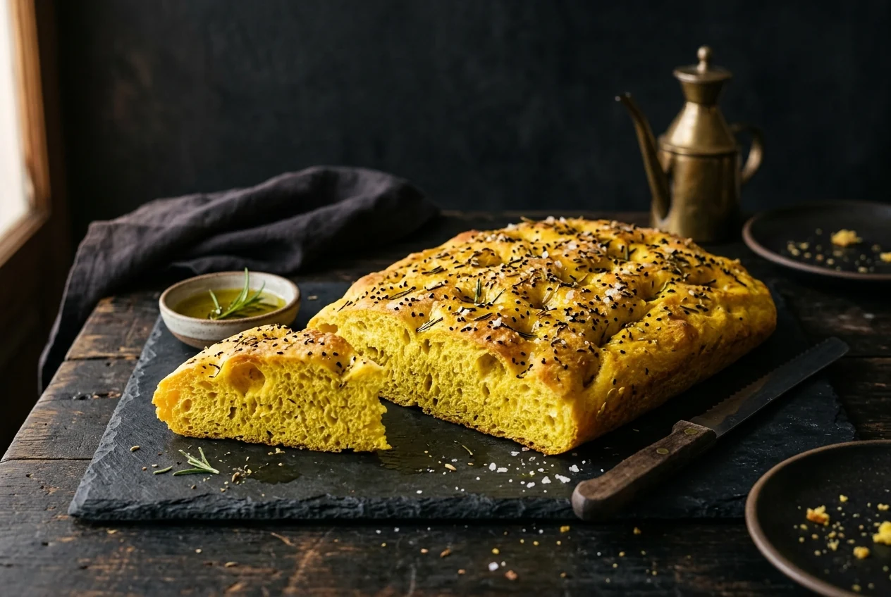 Focaccia mit Kurkuma