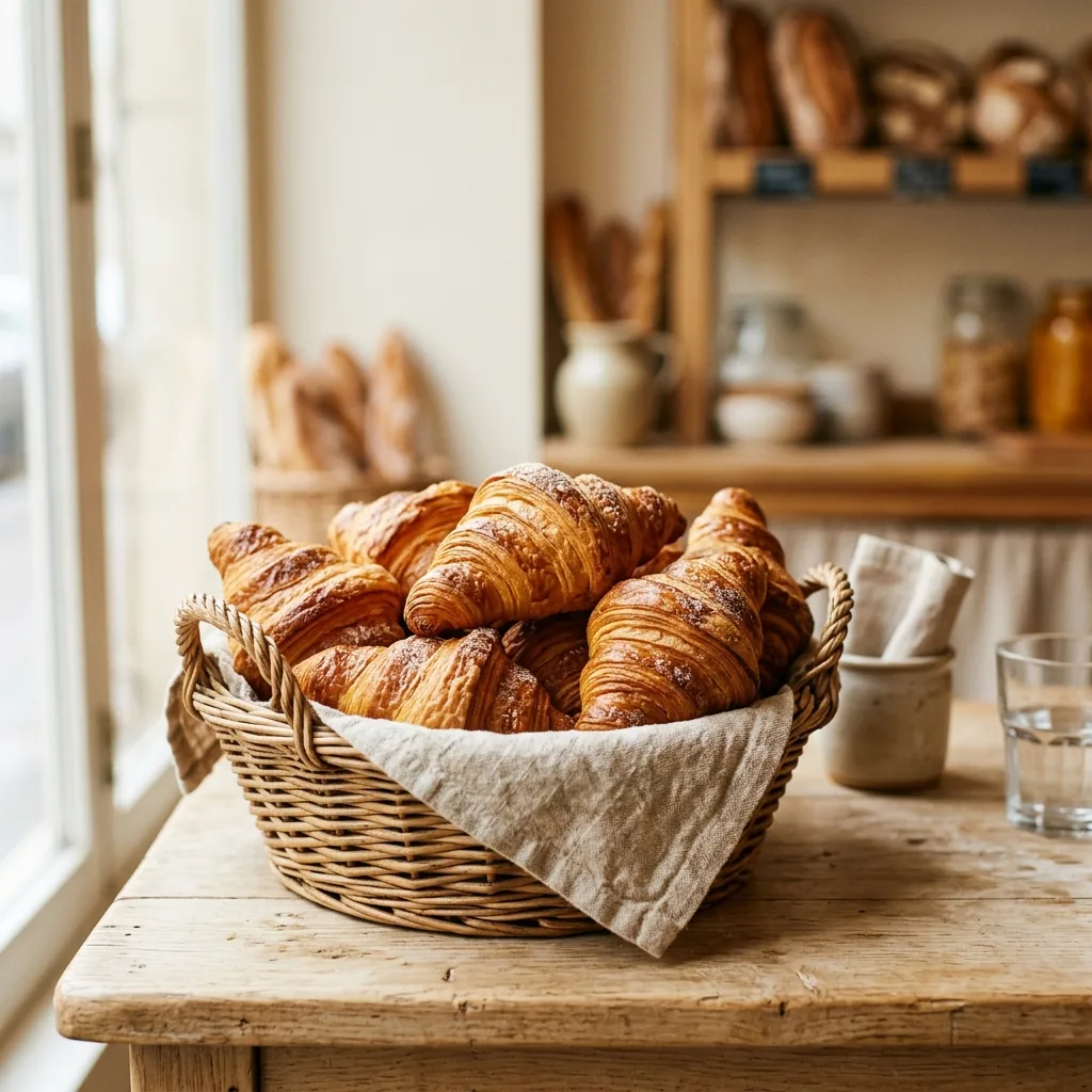 Traditional Laminated Croissants with Sugar